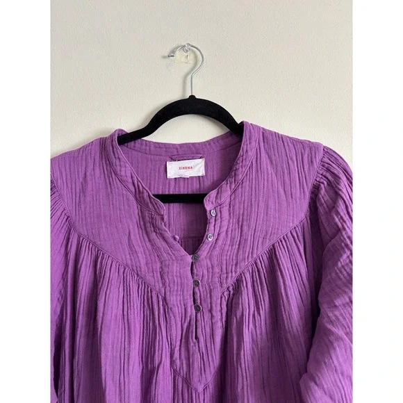 Xirena Wren Dress XL Vibrant Purple Cotton Gauze V Neck Midi Long Luxury  Dresses